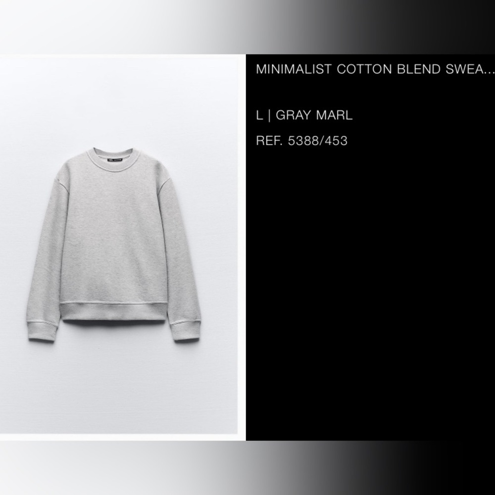 NWT ZARA MINIMALIST COTTON BLEND SWEATSHIRT